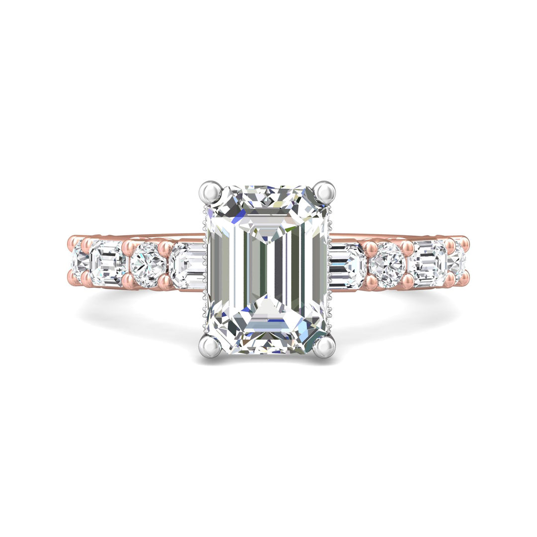 18K Gold White/Pink Encore Engagement Ring from the Encore collection - DERSP22SR_18KWP_Em_9X7_Prm_H-I_SI1