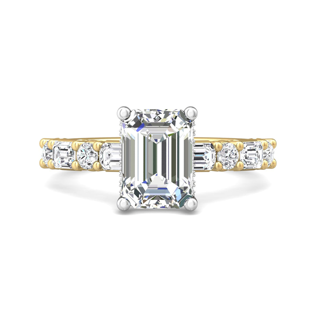 18K Gold White/Yellow Encore Engagement Ring from the Encore collection - DERSP22SR_18KWY_Em_9X7_Prm_H-I_SI1