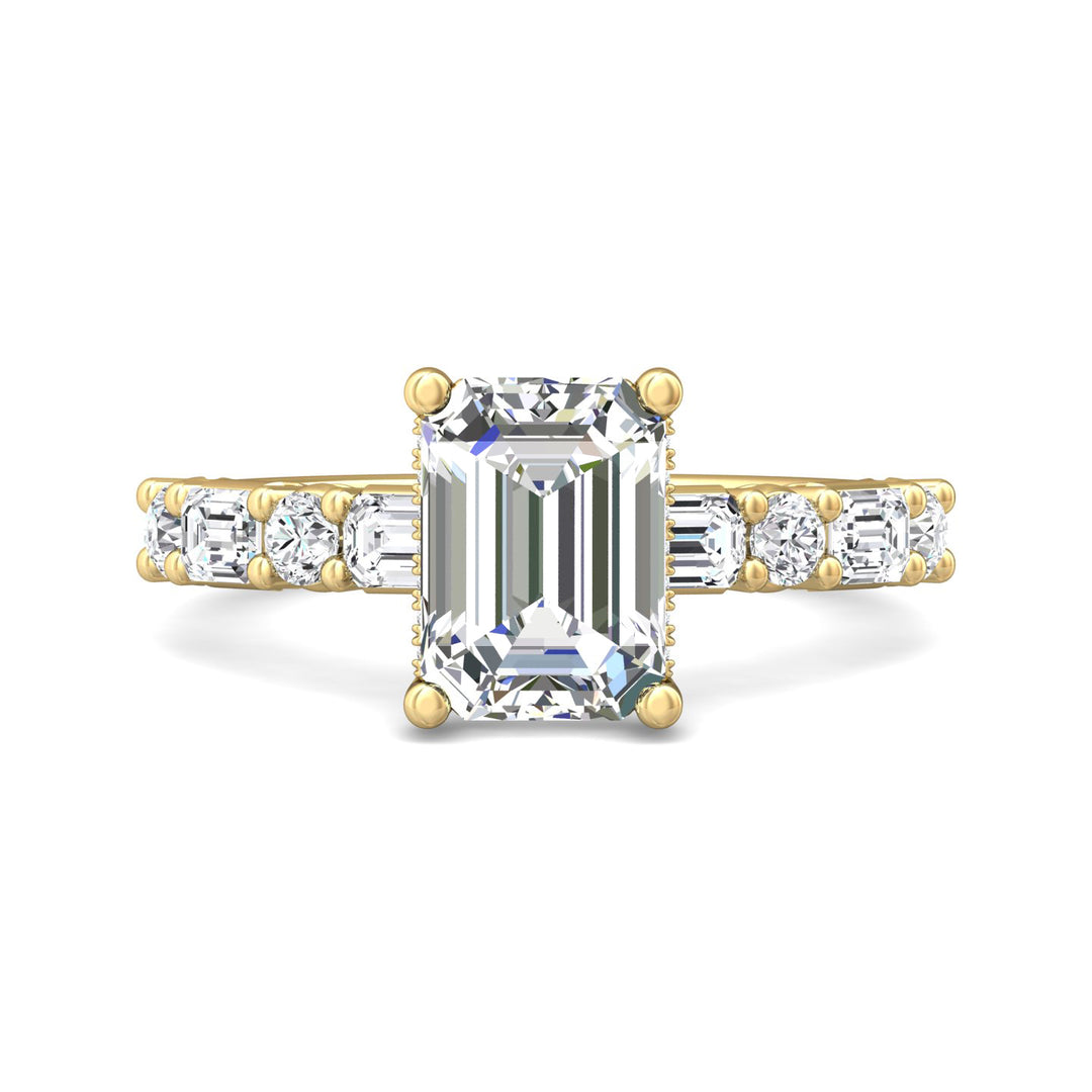 18K Gold Yellow Encore Engagement Ring from the Encore collection - DERSP22SR_18KY_Em_9X7_Prm_H-I_SI1