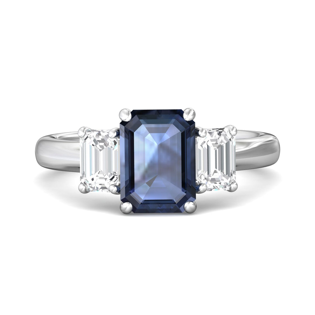Platinum White Three Stone Engagement Ring from the Three Stone collection - DERT01MEC_PlatW_Em_8.5X6.2_Prm_H-I_SI1