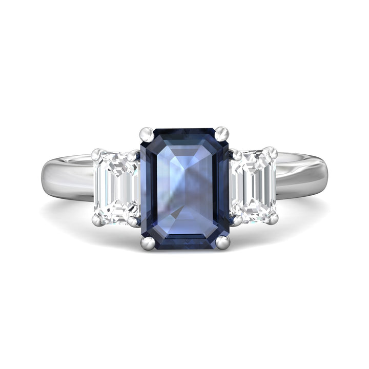 Platinum White Three Stone Engagement Ring from the Three Stone collection - DERT01MEC_PlatW_Em_8.5X6.2_Prm_H-I_SI1