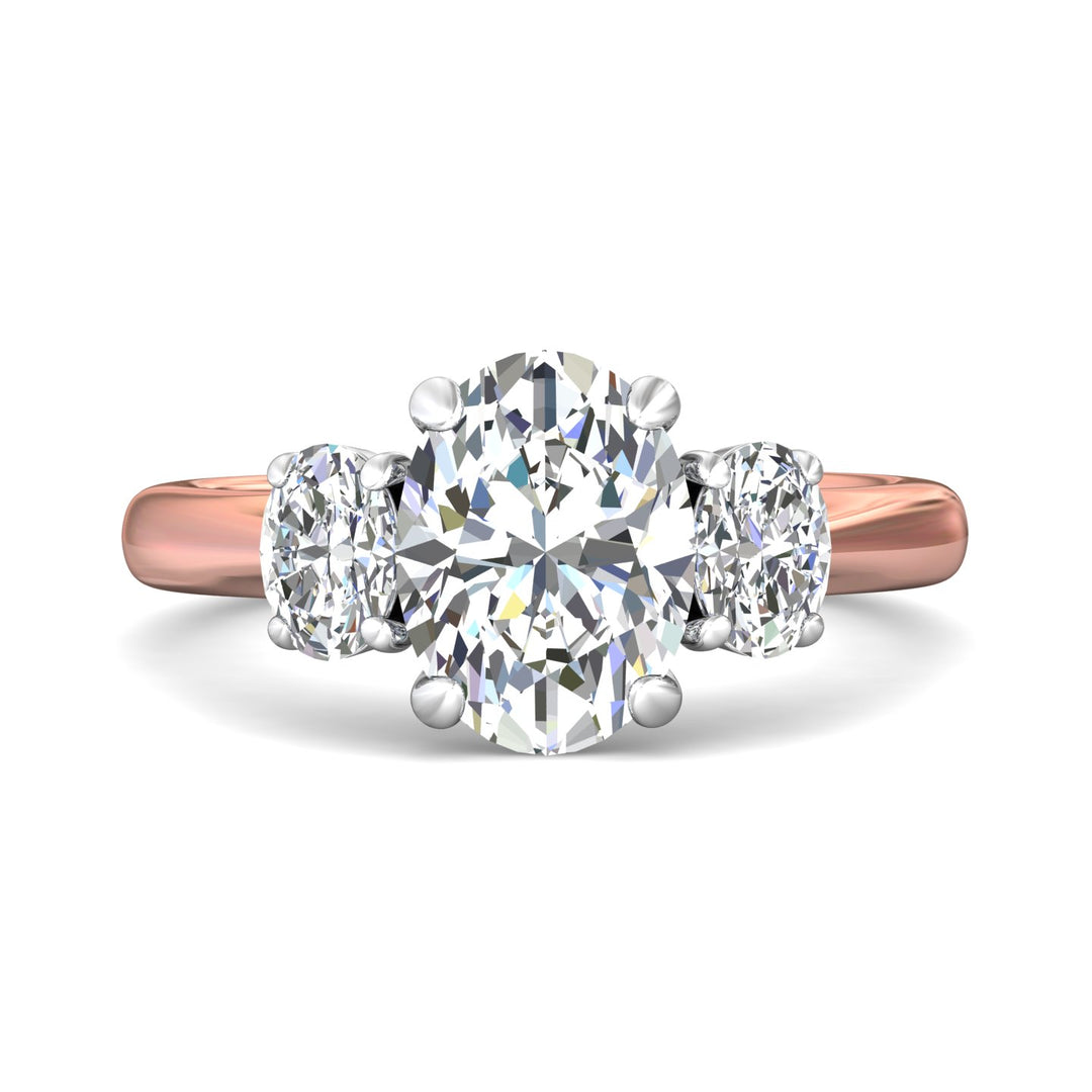 14K Gold Pink/White Three Stone Engagement Ring from the Three Stone collection - DERT01MOV_14KPW_Ov_9.7X7.2_Prm_H-I_SI1