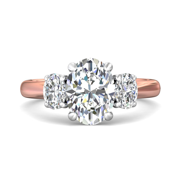 18K Gold White/Pink Three Stone Engagement Ring from the Three Stone collection - DERT01MOV_18KWP_Ov_9.7X7.2_Prm_H-I_SI1