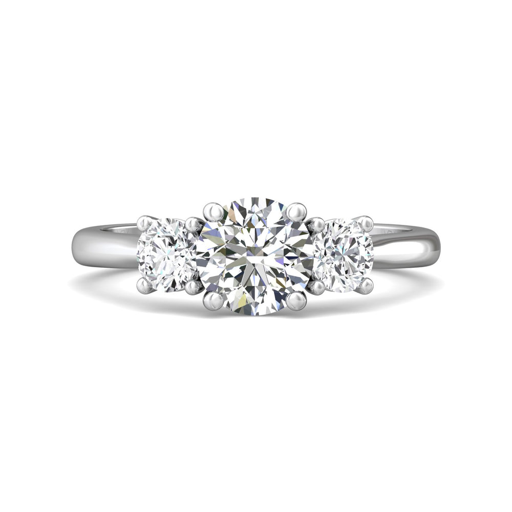 Platinum White Three Stone Engagement Ring from the Three Stone collection - DERT01S_PlatW_Rd_6.5_Prm_H-I_SI1
