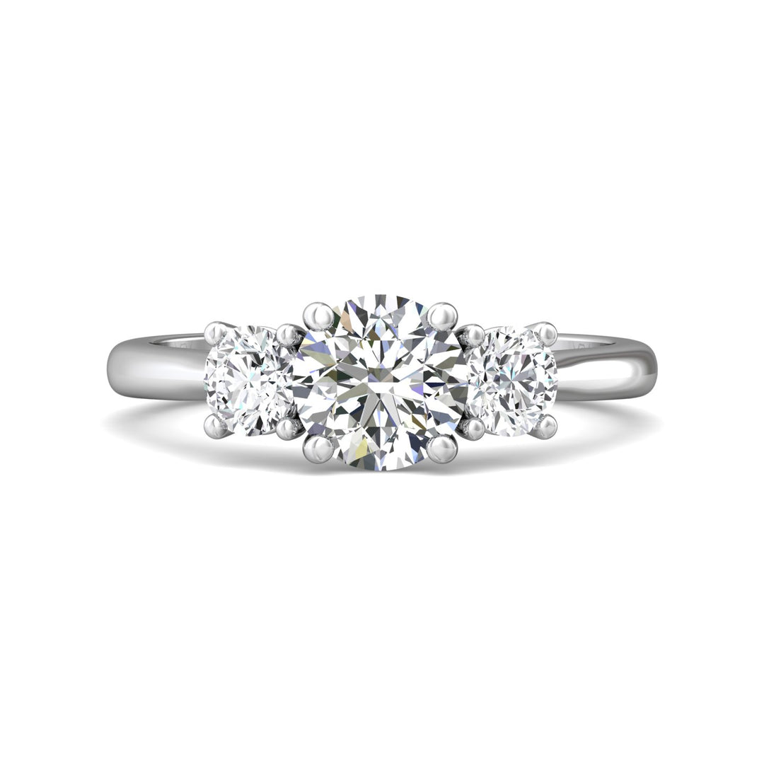 Platinum White Three Stone Engagement Ring from the Three Stone collection - DERT01S_PlatW_Rd_6.5_Prm_H-I_SI1