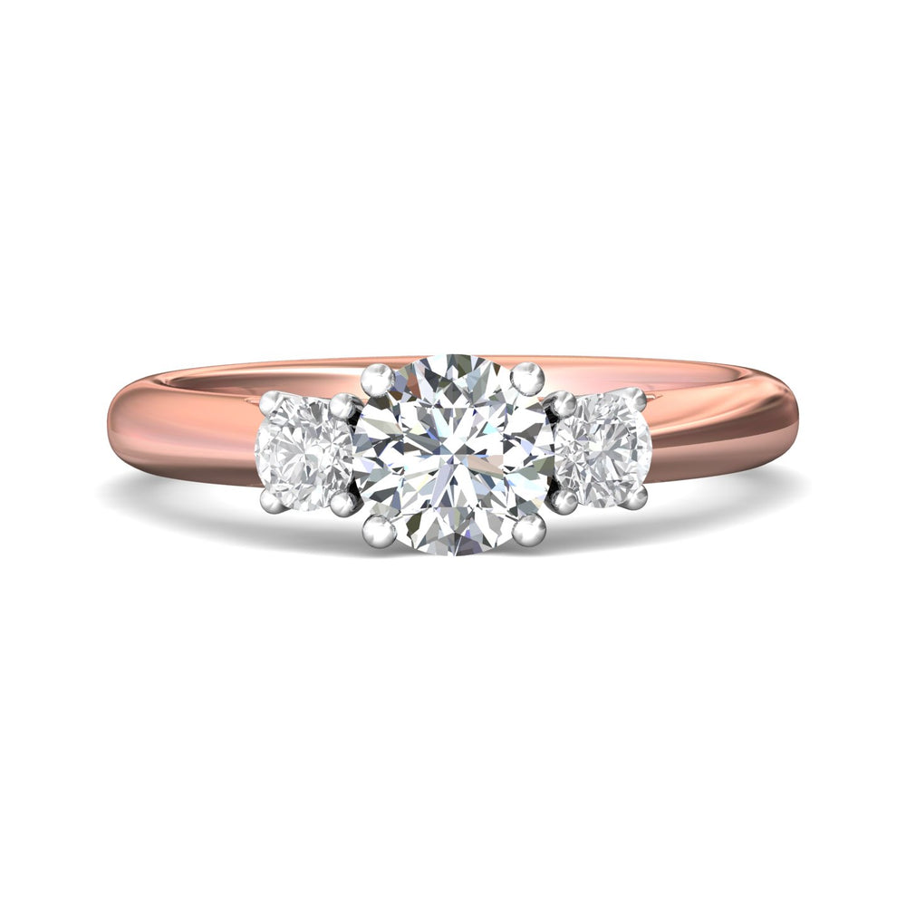 14K Gold Pink/White Three Stone Engagement Ring from the Three Stone collection - DERT01XS_14KPW_Rd_6.0_Prm_H-I_SI1
