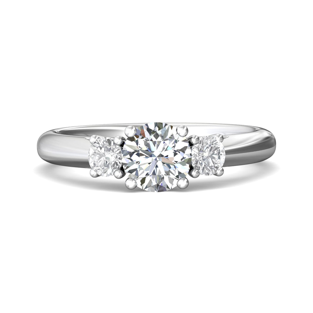 14K Gold White Three Stone Engagement Ring from the Three Stone collection - DERT01XS_14KW_Rd_6.0_Prm_H-I_SI1