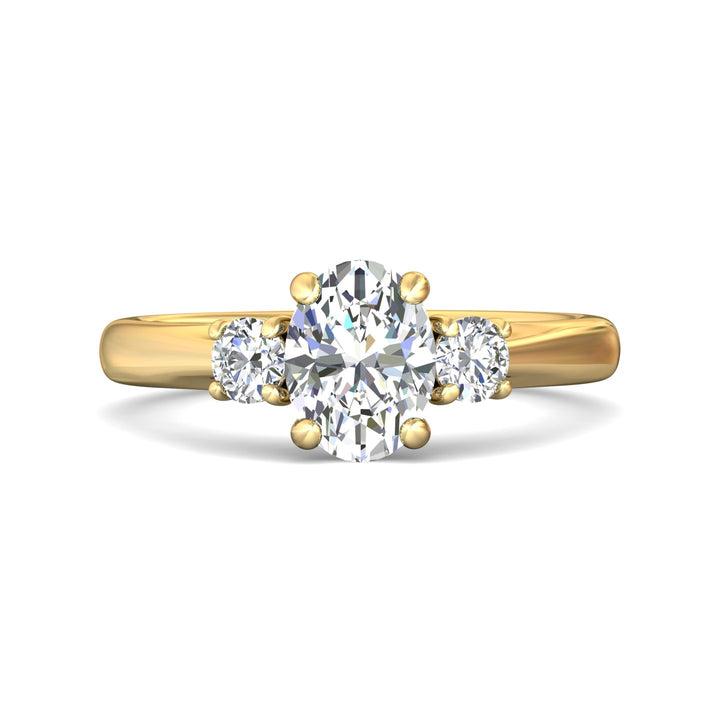 14K Gold Yellow Three Stone Engagement Ring from the Three Stone collection - DERT01XS_14KY_Ov_8X6_Prm_H-I_SI1