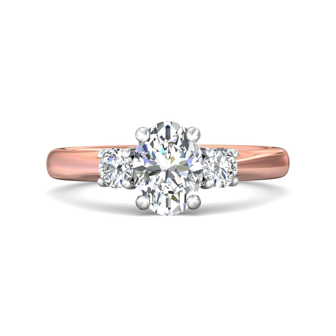 18K Gold White/Pink Three Stone Engagement Ring from the Three Stone collection - DERT01XS_18KWP_Ov_8X6_Prm_H-I_SI1