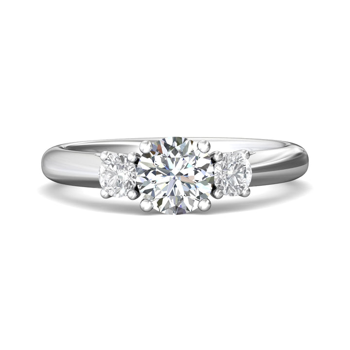 Platinum White Three Stone Engagement Ring from the Three Stone collection - DERT01XS_PlatW_Rd_6.0_Prm_H-I_SI1