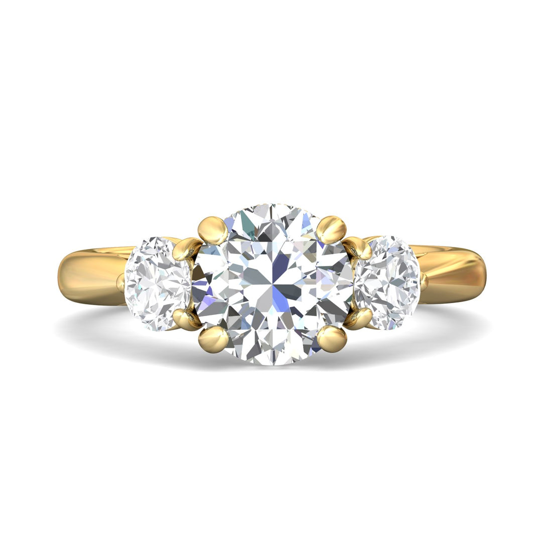 18K Gold Yellow Three Stone Engagement Ring from the Three Stone collection - DERT02LR_18KY_Rd_8.0_Prm_H-I_SI1