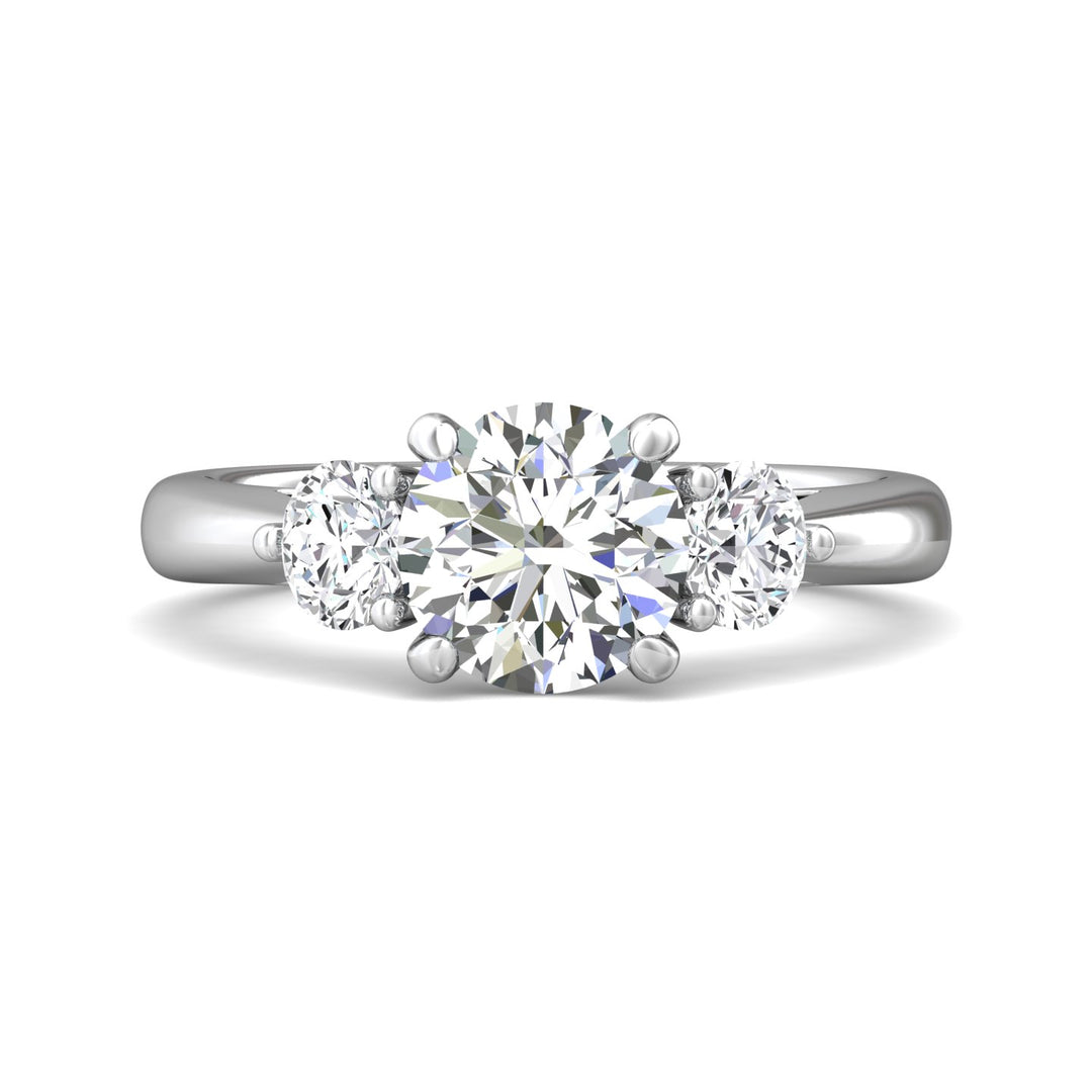18K Gold White Three Stone Engagement Ring from the Three Stone collection - DERT02M_18KW_Rd_7.5_Prm_H-I_SI1