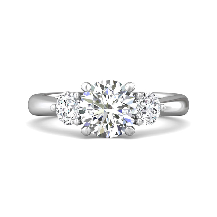 Platinum White Three Stone Engagement Ring from the Three Stone collection - DERT02M_PlatW_Rd_7.5_Prm_H-I_SI1