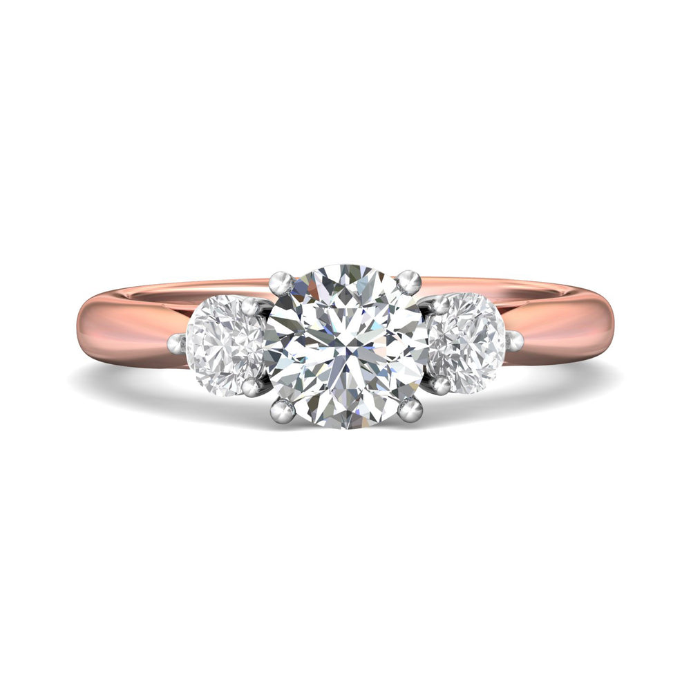 14K Gold Pink/White Three Stone Engagement Ring from the Three Stone collection - DERT02S_14KPW_Rd_6.5_Prm_H-I_SI1