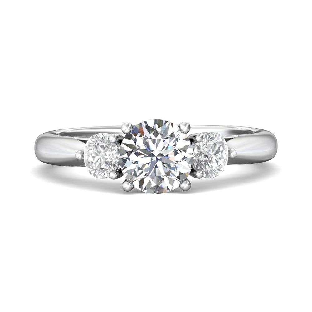 14K Gold White Three Stone Engagement Ring from the Three Stone collection - DERT02S_14KW_Rd_6.5_Prm_H-I_SI1