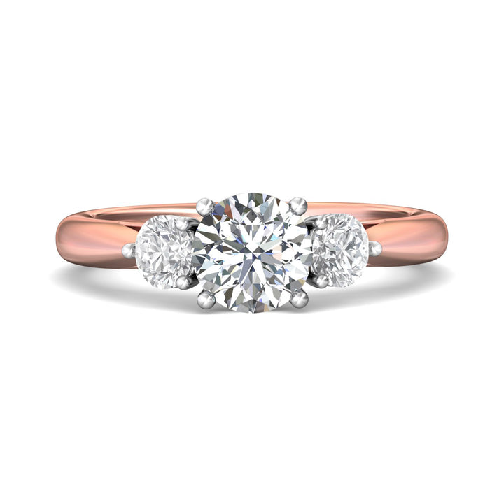 18K Gold White/Pink Three Stone Engagement Ring from the Three Stone collection - DERT02S_18KWP_Rd_6.5_Prm_H-I_SI1