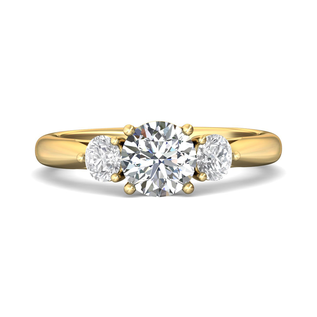 18K Gold Yellow Three Stone Engagement Ring from the Three Stone collection - DERT02S_18KY_Rd_6.5_Prm_H-I_SI1
