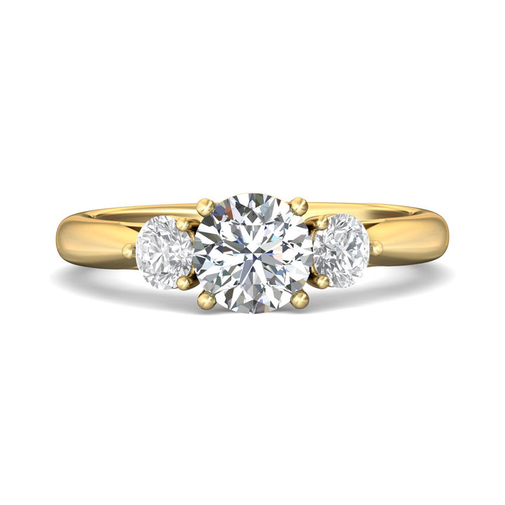 18K Gold Yellow Three Stone Engagement Ring from the Three Stone collection - DERT02S_18KY_Rd_6.5_Prm_H-I_SI1