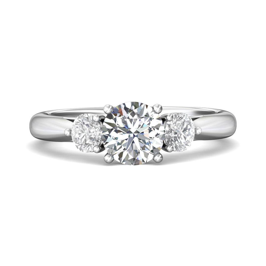 Platinum White Three Stone Engagement Ring from the Three Stone collection - DERT02S_PlatW_Rd_6.5_Prm_H-I_SI1