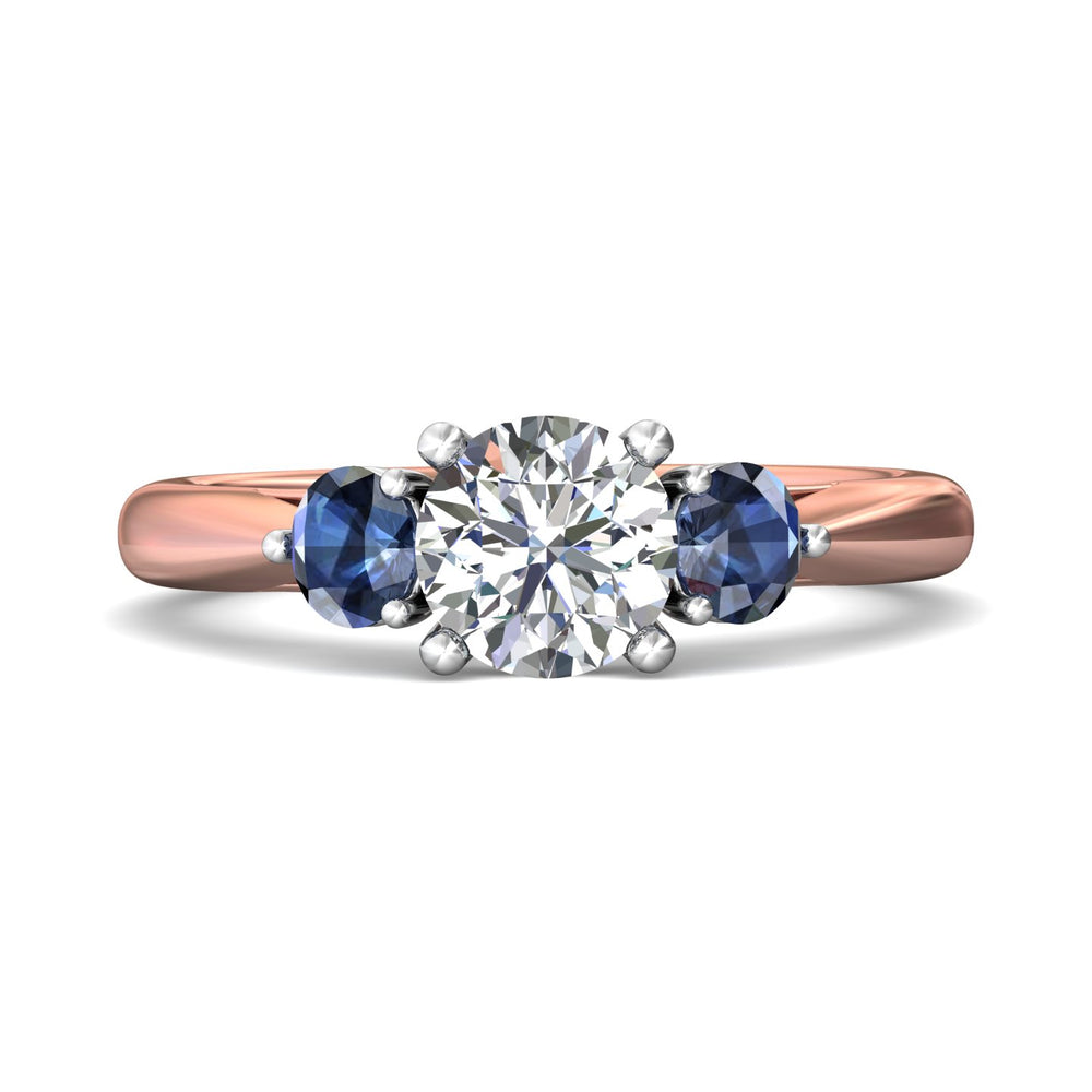 14K Gold Pink/White Three Stone Engagement Ring from the Three Stone collection - DERT02SRA_14KPW_Rd_6.5_Prm_H-I_SI1