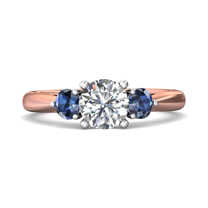 14K Gold Pink/White Three Stone Engagement Ring from the Three Stone collection - DERT02SRA_14KPW_Rd_6.5_Prm_H-I_SI1