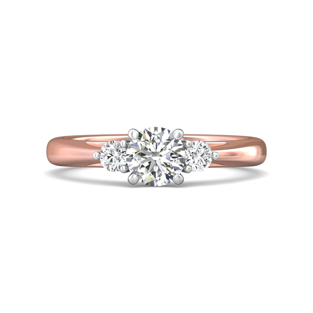 14K Gold Pink/White Three Stone Engagement Ring from the Three Stone collection - DERT02XS_14KPW_Rd_5.5_Prm_H-I_SI1