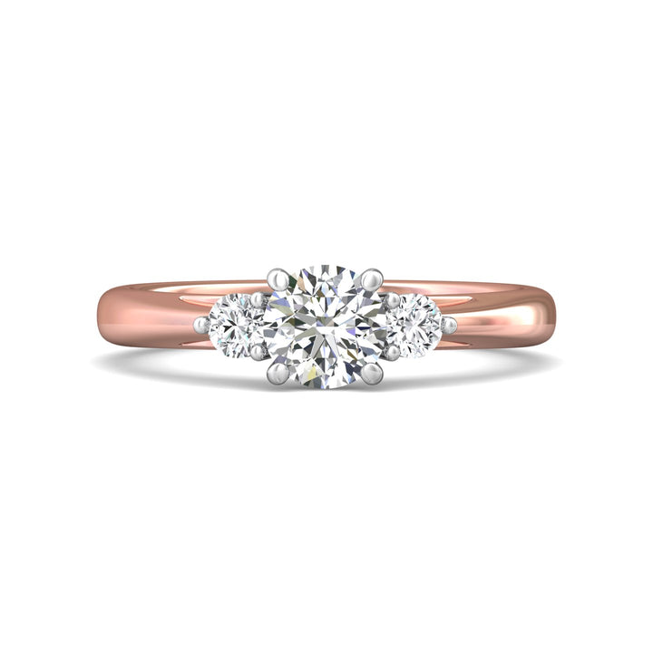 14K Gold Pink/White Three Stone Engagement Ring from the Three Stone collection - DERT02XS_14KPW_Rd_5.5_Prm_H-I_SI1