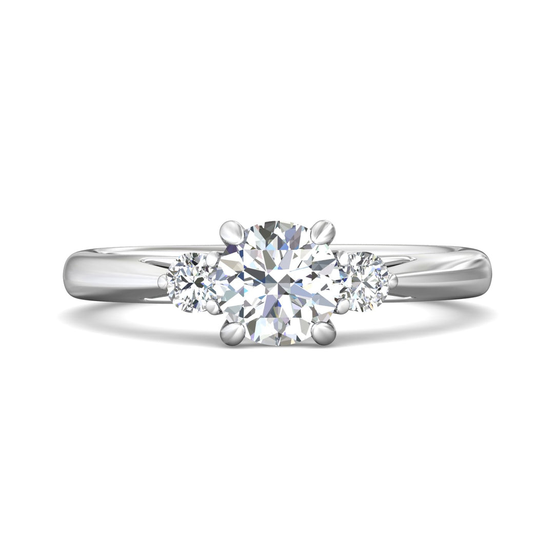 14K Gold White Three Stone Engagement Ring from the Three Stone collection - DERT02XS_14KW_Rd_6.0_Prm_H-I_SI1