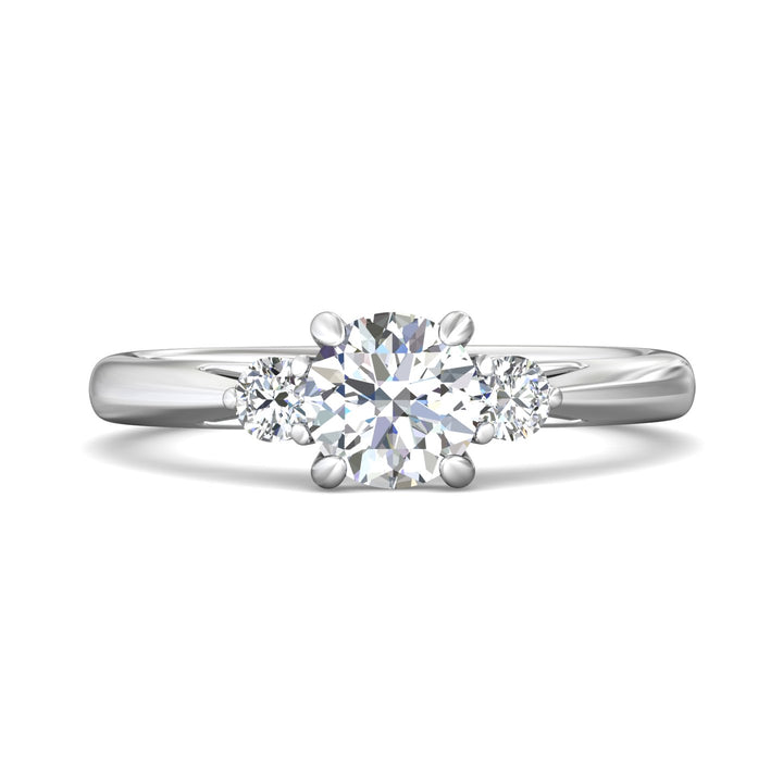 14K Gold White Three Stone Engagement Ring from the Three Stone collection - DERT02XS_14KW_Rd_6.0_Prm_H-I_SI1