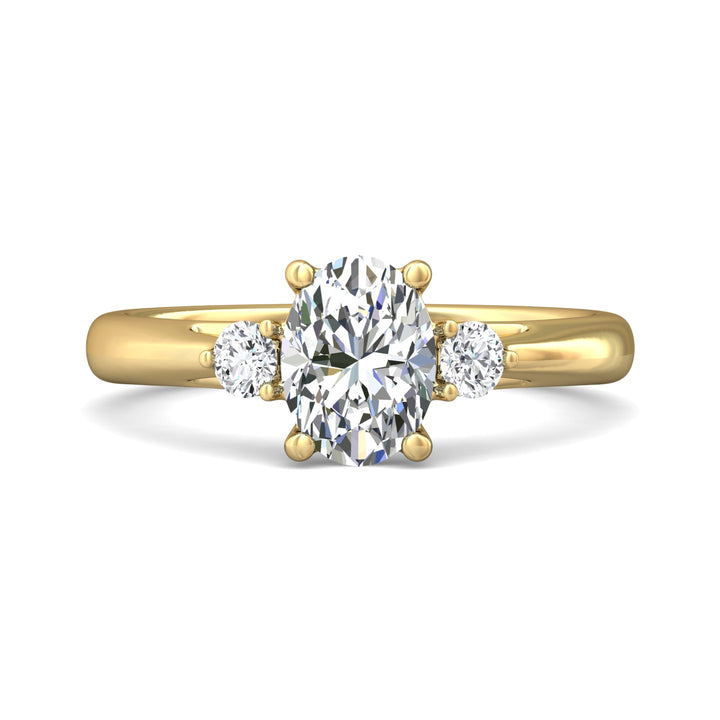14K Gold Yellow Three Stone Engagement Ring from the Three Stone collection - DERT02XS_14KY_Ov_8X6_Prm_H-I_SI1