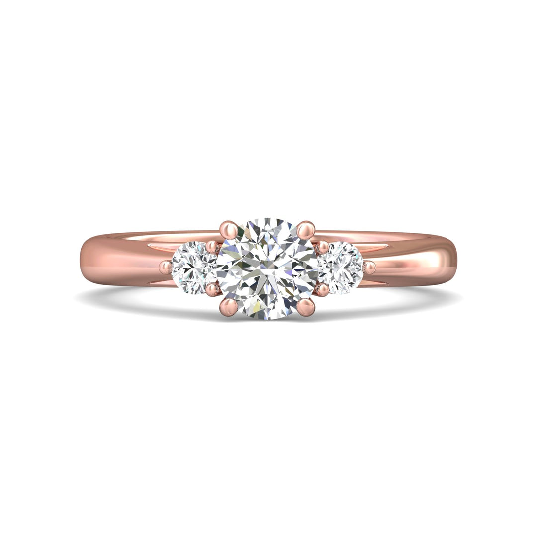 18K Gold Pink Three Stone Engagement Ring from the Three Stone collection - DERT02XS_18KP_Rd_5.5_Prm_H-I_SI1