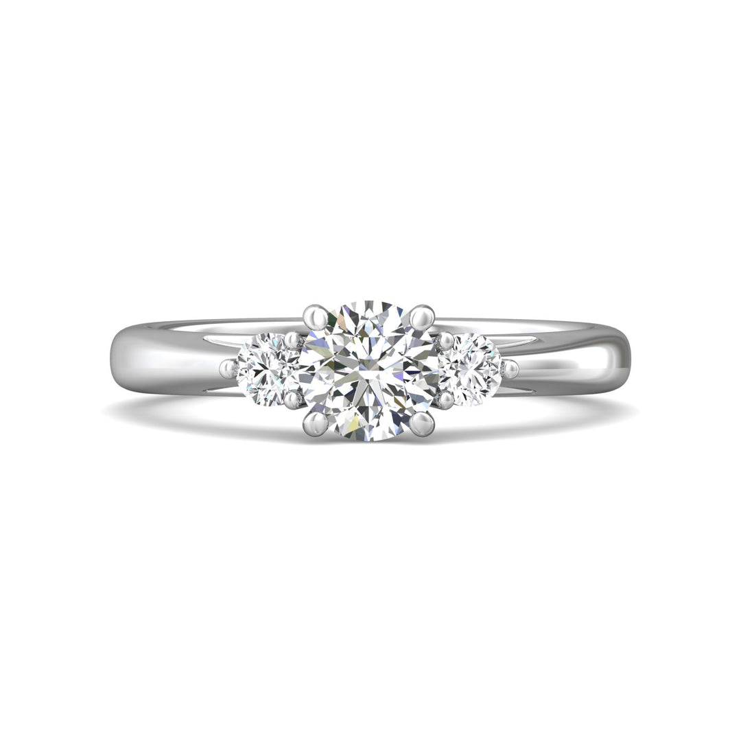 18K Gold White Three Stone Engagement Ring from the Three Stone collection - DERT02XS_18KW_Rd_5.5_Prm_H-I_SI1