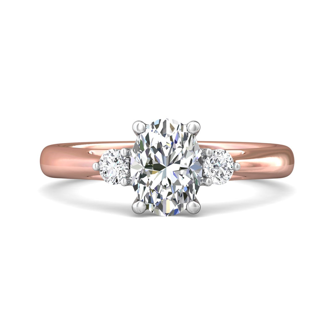 18K Gold White/Pink Three Stone Engagement Ring from the Three Stone collection - DERT02XS_18KWP_Ov_8X6_Prm_H-I_SI1
