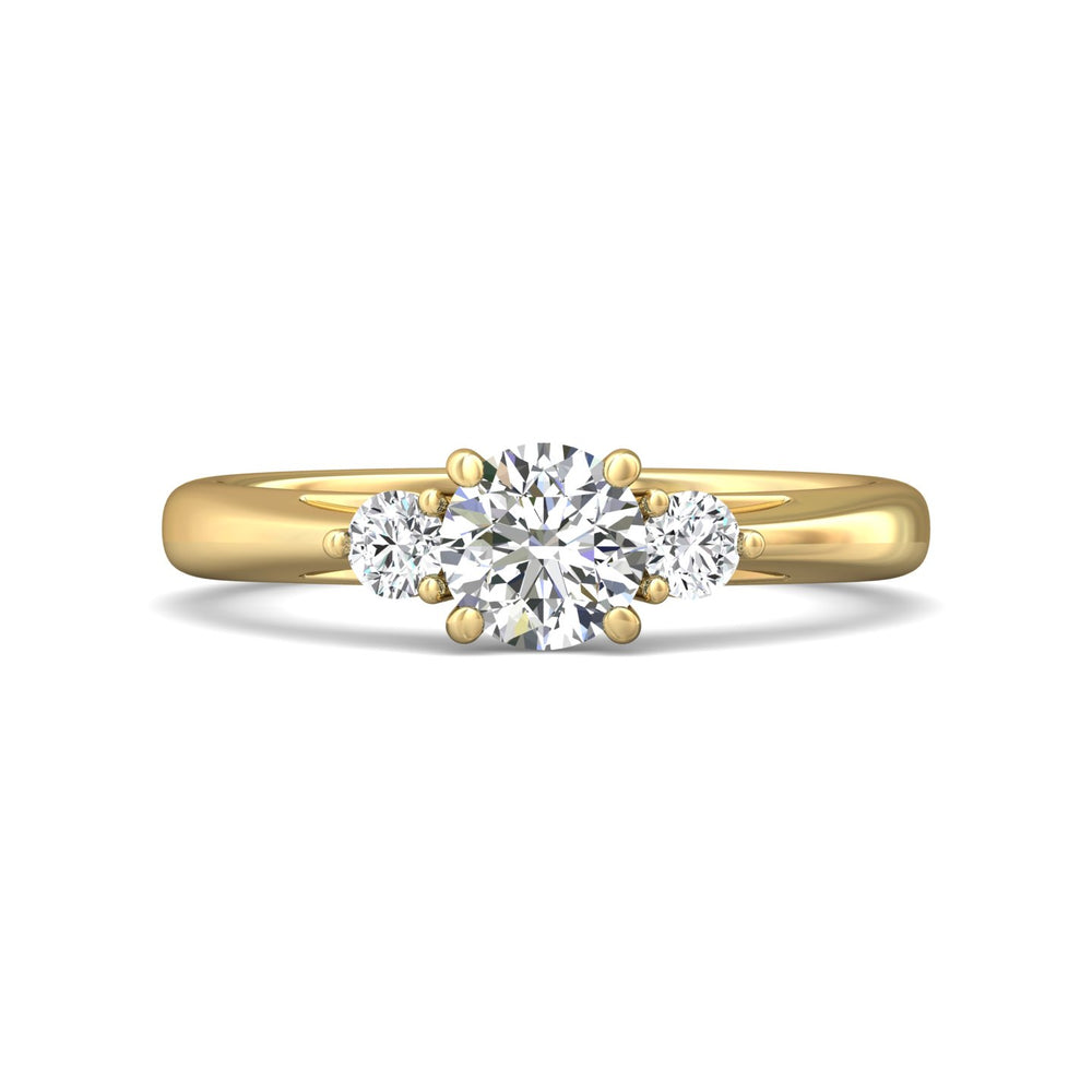 18K Gold Yellow Three Stone Engagement Ring from the Three Stone collection - DERT02XS_18KY_Rd_5.5_Prm_H-I_SI1