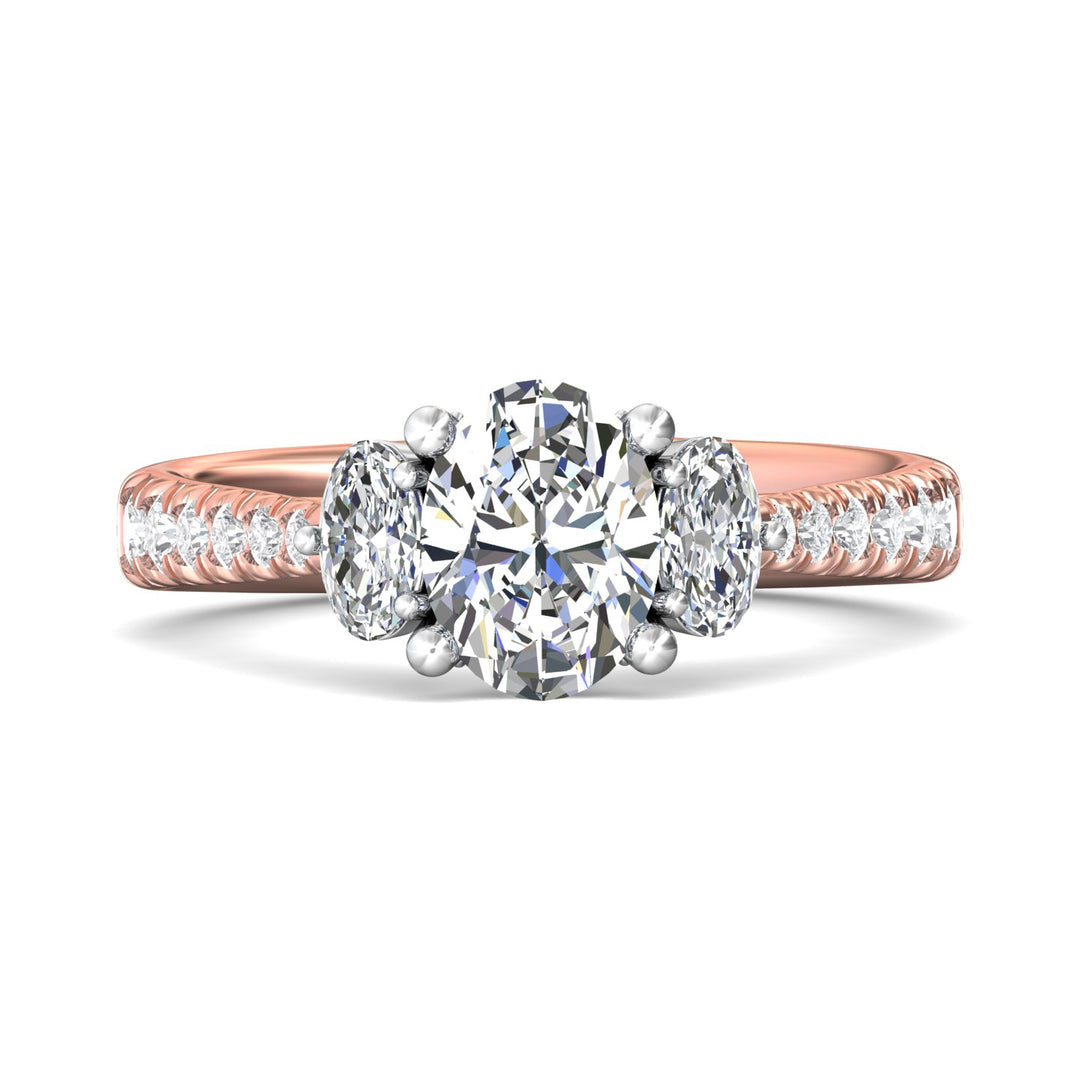 14K Gold Pink/White Three Stone Engagement Ring from the Three Stone collection - DERT04MROV_14KPW_Ov_8X6_Prm_H-I_SI1