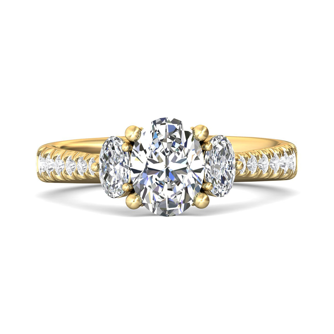14K Gold Yellow Three Stone Engagement Ring from the Three Stone collection - DERT04MROV_14KY_Ov_8X6_Prm_H-I_SI1