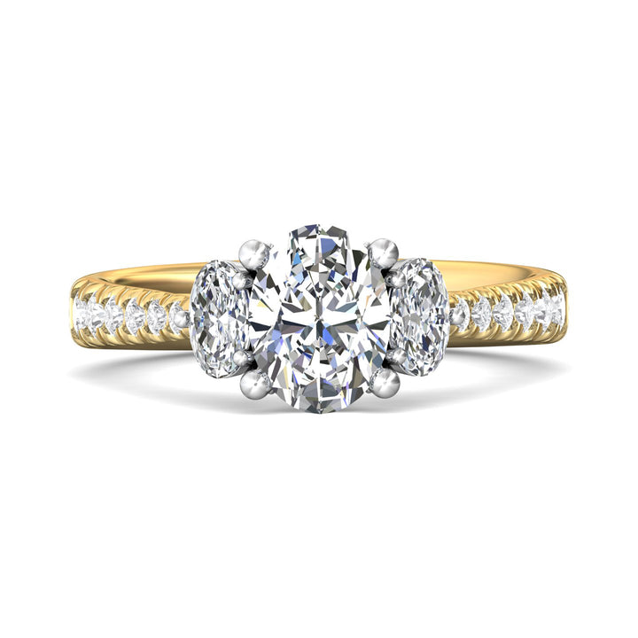 14K Gold Yellow/White Three Stone Engagement Ring from the Three Stone collection - DERT04MROV_14KYW_Ov_8x6_Prm_H-I_SI1