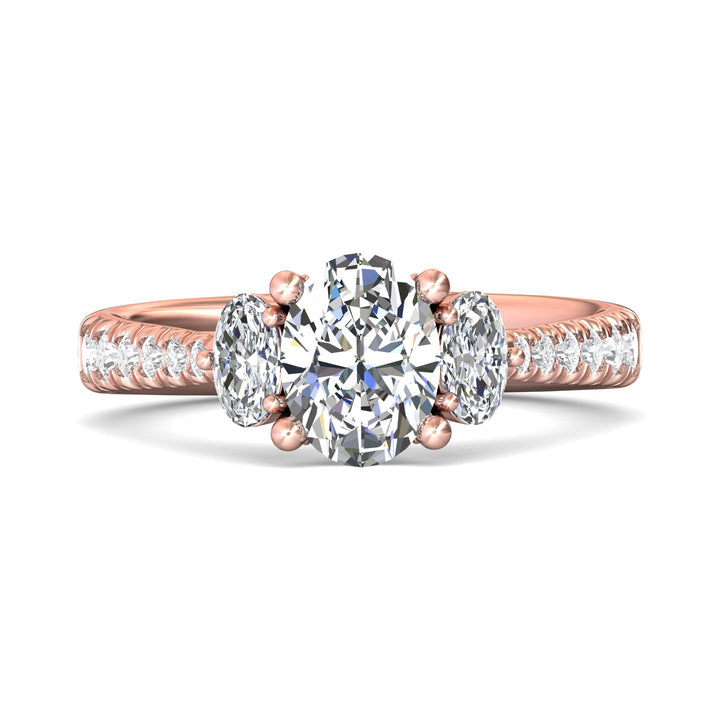 18K Gold Pink Three Stone Engagement Ring from the Three Stone collection - DERT04MROV_18KP_Ov_8x6_Prm_H-I_SI1