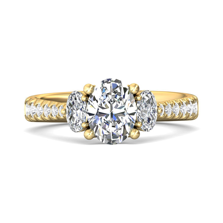 18K Gold Yellow Three Stone Engagement Ring from the Three Stone collection - DERT04MROV_18KY_Ov_8X6_Prm_H-I_SI1