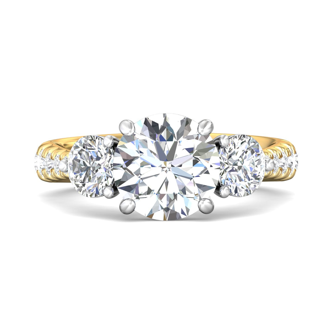 14K Gold Yellow/White Encore Engagement Ring from the Encore collection - DERT04XLR_14KYW_Rd_9.0_Prm_H-I_SI1