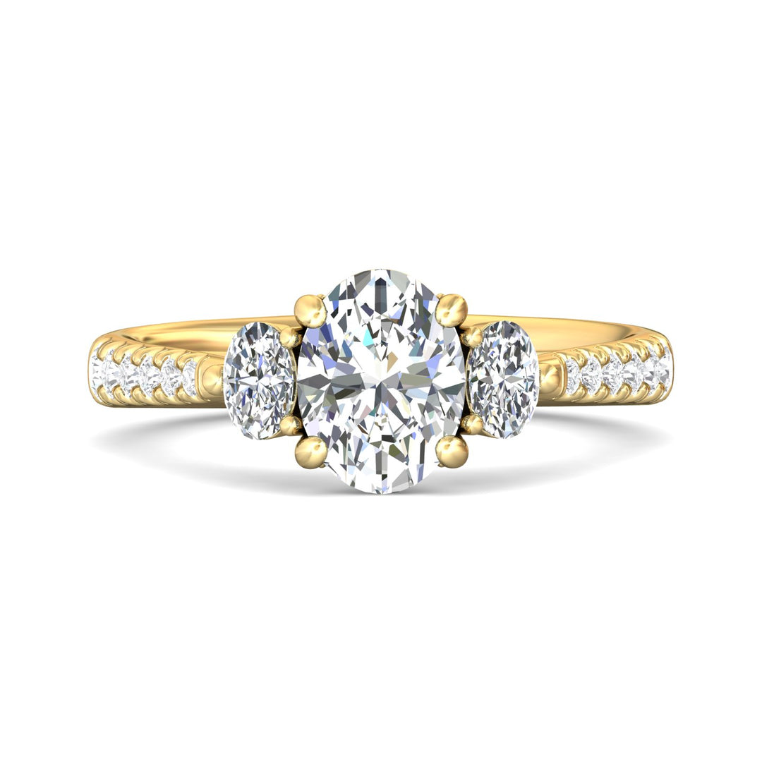 18K Gold Yellow Three Stone Engagement Ring from the Three Stone collection - DERT04XSOVR_18KY_Ov_8x6_Prm_H-I_SI1