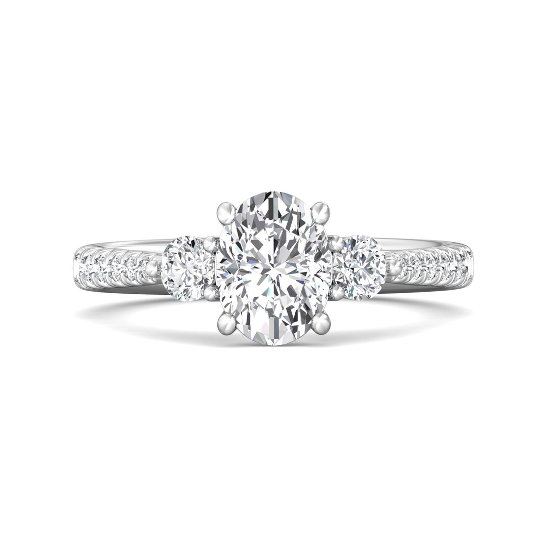 18K Gold White Three Stone Engagement Ring from the Three Stone collection - DERT04XSR_18KW_Ov_8X6_Prm_H-I_SI1