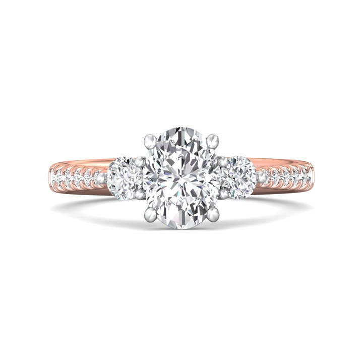 18K Gold White/Pink Three Stone Engagement Ring from the Three Stone collection - DERT04XSR_18KWP_Ov_8X6_Prm_H-I_SI1
