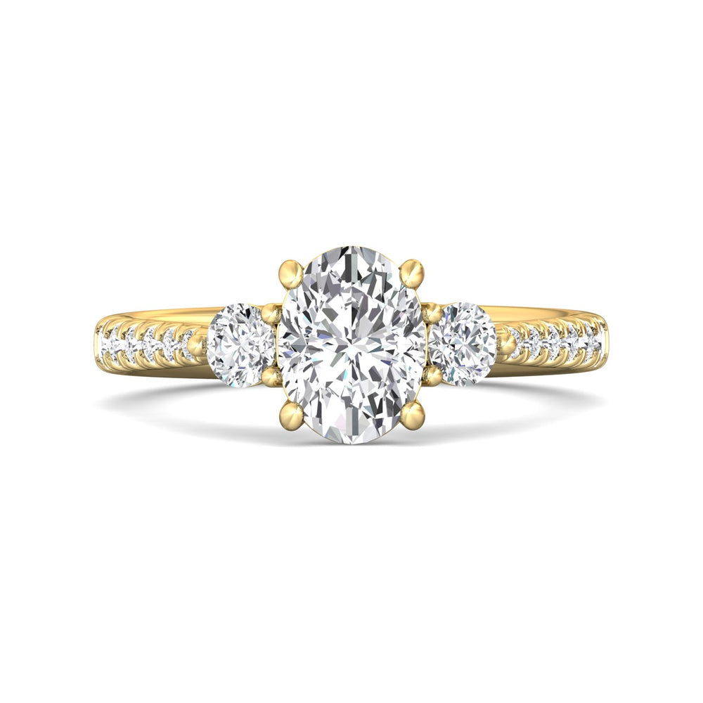 18K Gold Yellow Three Stone Engagement Ring from the Three Stone collection - DERT04XSR_18KY_Ov_8X6_Prm_H-I_SI1