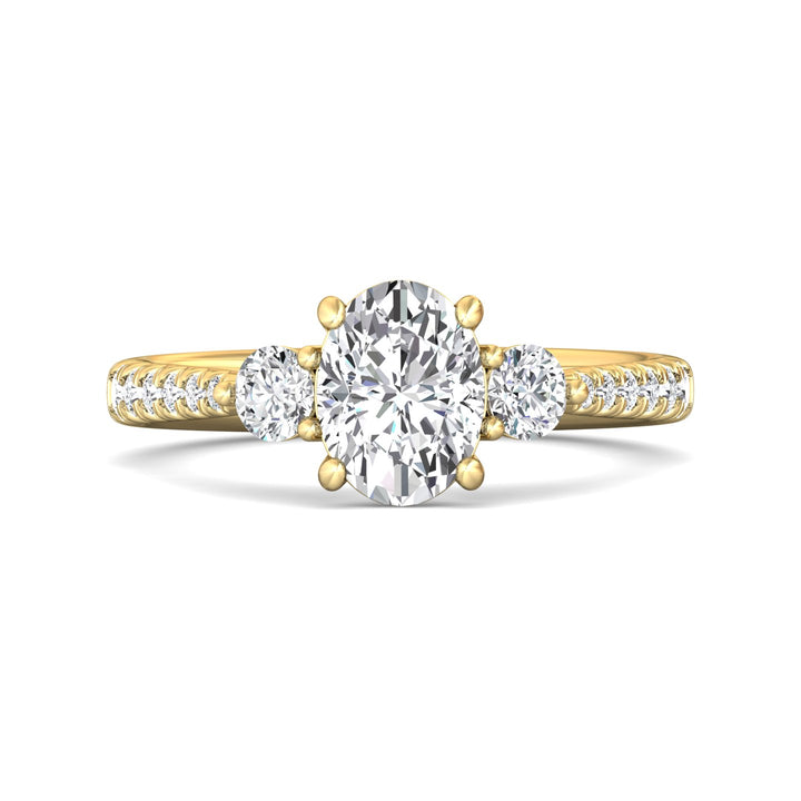 18K Gold Yellow Three Stone Engagement Ring from the Three Stone collection - DERT04XSR_18KY_Ov_8X6_Prm_H-I_SI1