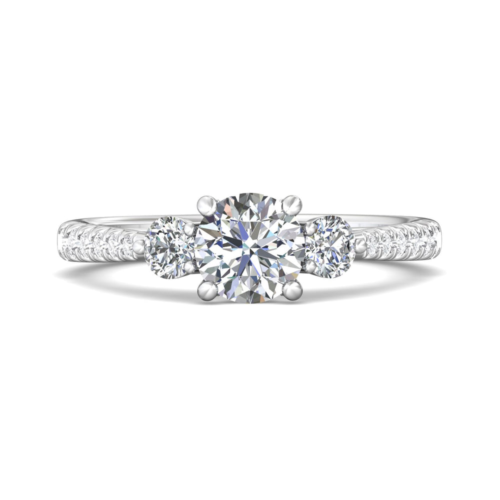 Platinum White Three Stone Engagement Ring from the Three Stone collection - DERT04XSR_PlatW_Rd_6.0_Prm_H-I_SI1