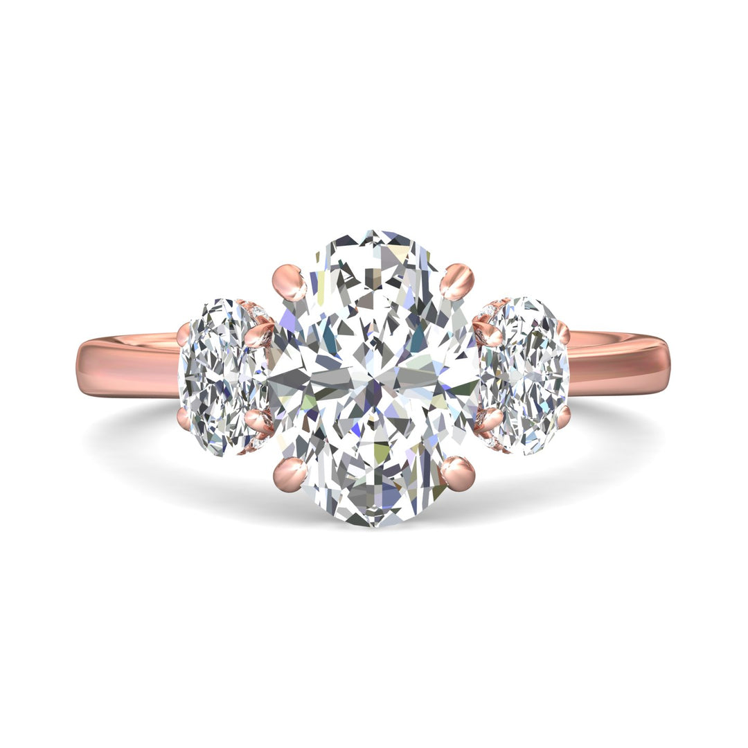 14K Gold Pink Three Stone Engagement Ring from the Three Stone collection - DERT14MOV_14KP_Ov_10.5X7.5_Prm_H-I_SI1