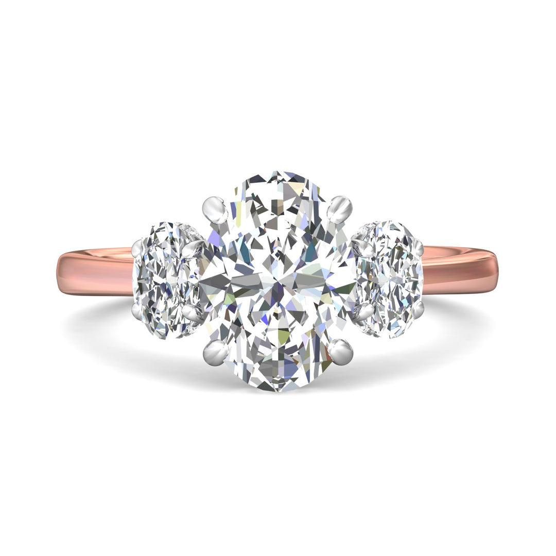 18K Gold White/Pink Three Stone Engagement Ring from the Three Stone collection - DERT14MOV_18KWP_Ov_10.5X7.5_Prm_H-I_SI1