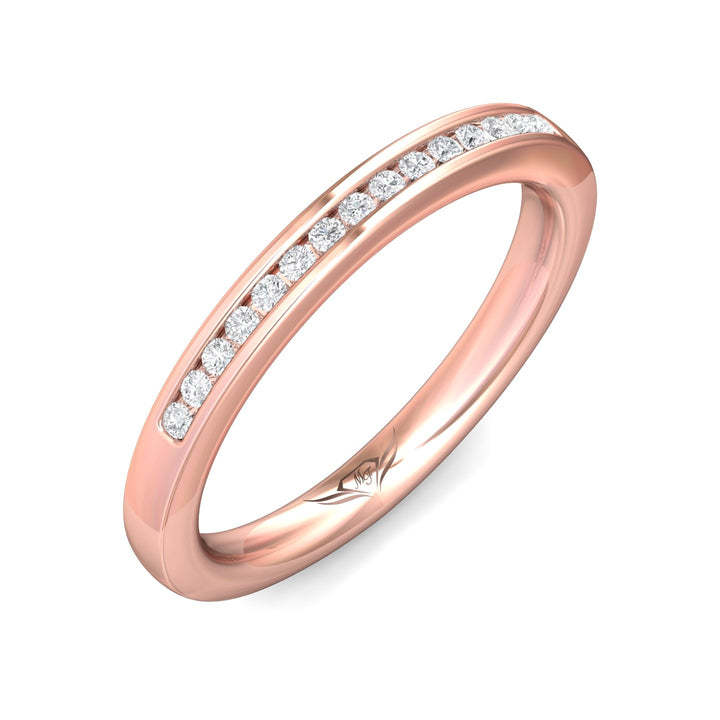 14K Gold Pink Channel/Shared Prong Wedding Band from the Channel/Shared Prong collection - DWBC1-.15_14KP