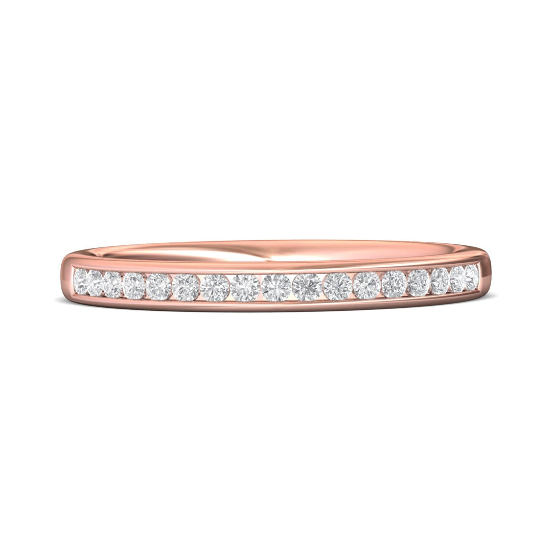18K Gold Pink Channel/Shared Prong Wedding Band from the Channel/Shared Prong collection - DWBC1-.25_18KP
